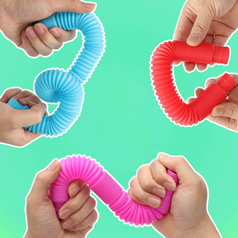 Colorful Fidget Pop Tube Toys for Kids Pipe Sensory Tools For Stress Relief Educational Folding Toy